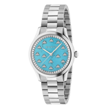 Shop Gucci G Timeless Quartz Turquoise Dial Silver Steel Strap Unisex Watch - YA1265044 in USA