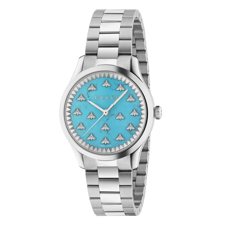 Shop Gucci G Timeless Quartz Turquoise Dial Silver Steel Strap Unisex Watch - YA1265044 in USA