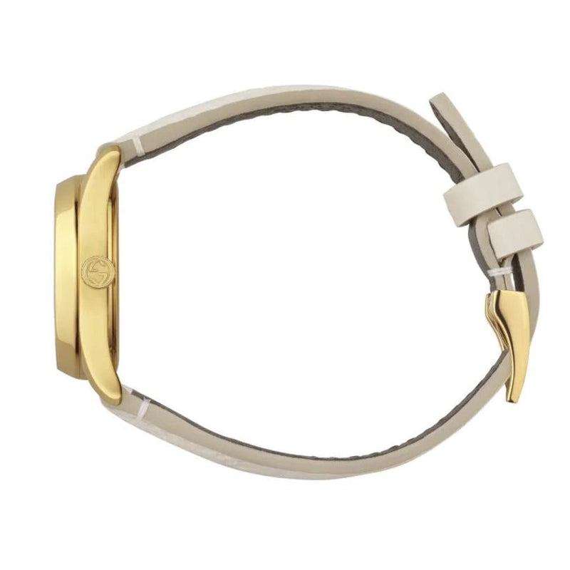 Shop Gucci G Timeless Quartz White Dial White Leather Strap Watch For Women - YA126580A in USA