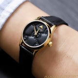 Gucci G Timeless Quartz Black Dial Black Leather Strap Watch For Women - YA126581A Buy Now By Gucci