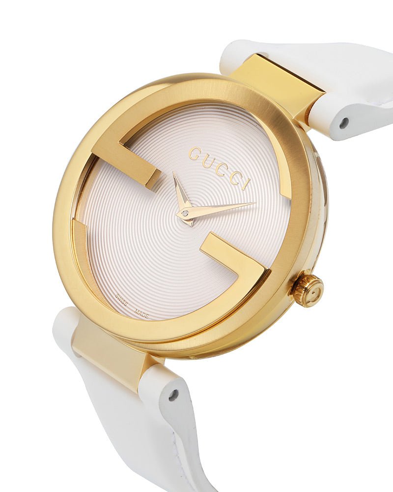 Gucci G Interlocking White Dial White Leather Strap Watch For Women - YA133327 Buy Now By Gucci