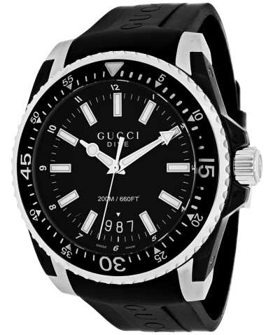 Shop Gucci Dive Analog Quartz Black Dial Black Rubber Strap Watch For Men - YA136204 in USA