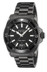 Shop Gucci Dive Quartz Black Dial Black Steel Strap Watch For Men - YA136205 in USA