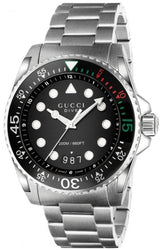 Shop Gucci Dive Analog Black Dial Silver Steel Strap Watch For Men - YA136208 in USA