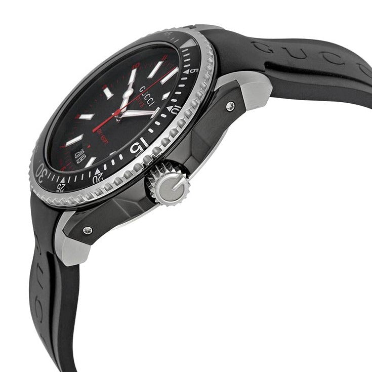 Shop Gucci Dive Quartz Black Dial Black Rubber Strap Watch For Men - YA136303 in USA