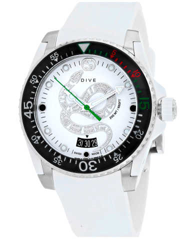 Shop Gucci Dive Quartz White Dial White Rubber Strap Watch For Men - YA136330 in USA