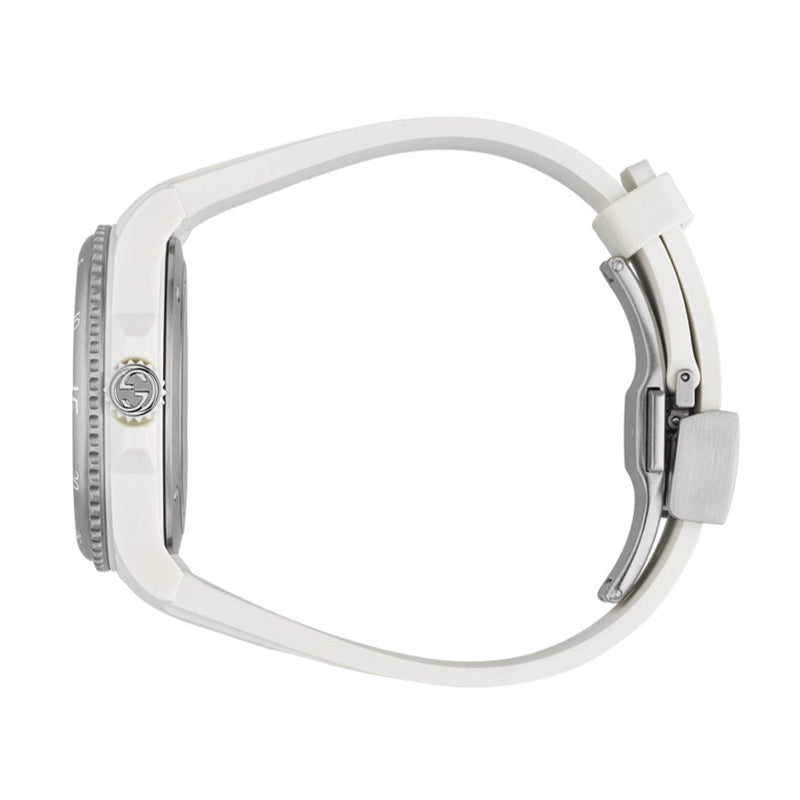 Shop Gucci Dive Automatic Transparent Dial White Rubber Strap Watch For Men - YA136343 in USA