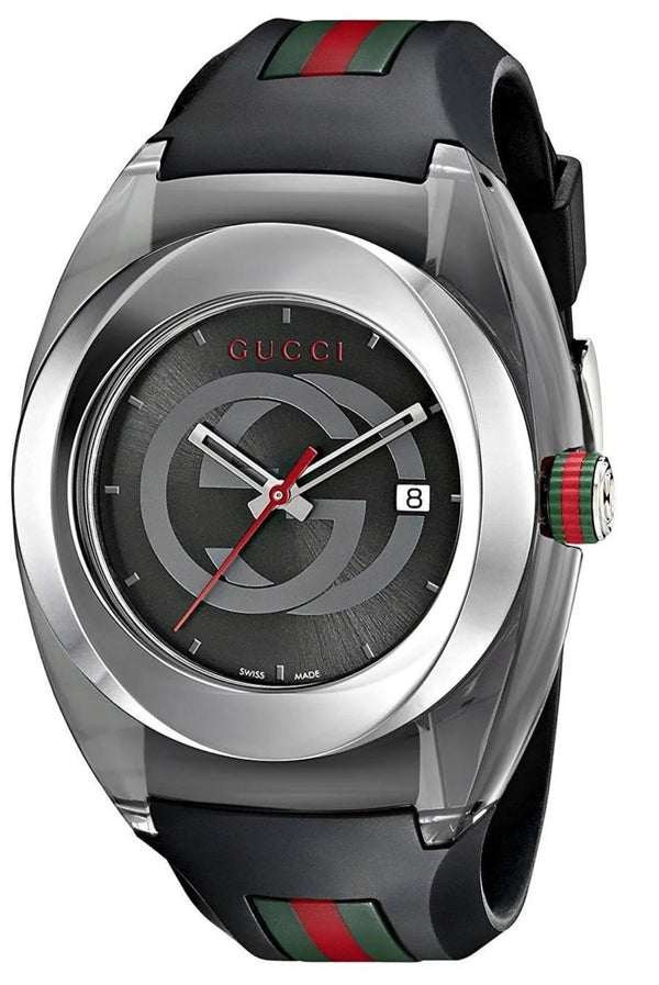 Shop Gucci Sync XXL Quartz Black Dial Black Rubber Strap Watch For Men - YA137101 in USA