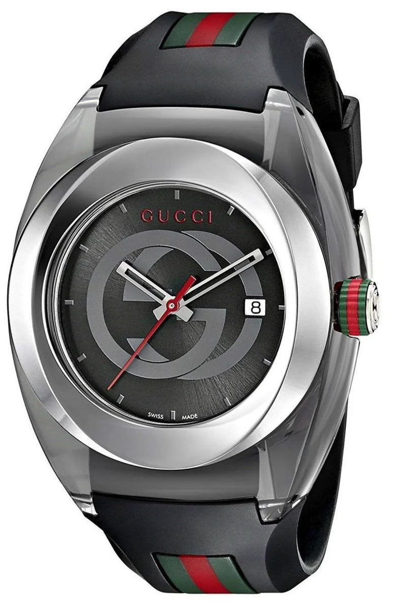 Shop Gucci Sync XXL Quartz Black Dial Black Rubber Strap Watch For Men - YA137101 in USA