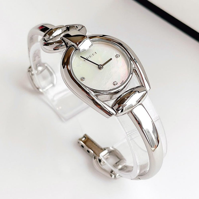 Gucci Horsebit Collection Diamonds Mother of Pearl Dial Silver Steel Strap Watch For Women - YA139506 Buy Now By Gucci