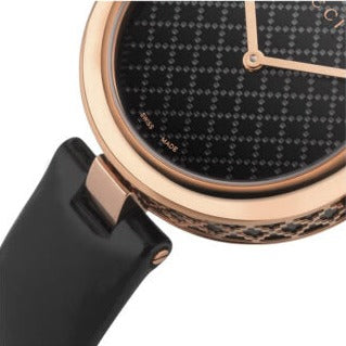 Shop Gucci Diamantissima Quartz Black Dial Black Leather Strap Watch for Women - YA141501 in USA