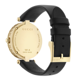 Shop Gucci Diamantissima Quartz Mother of Pearl Dial Black Leather Strap Watch for Women - YA141404 in USA