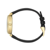 Shop Gucci Diamantissima Quartz Mother of Pearl Dial Black Leather Strap Watch for Women - YA141404 in USA