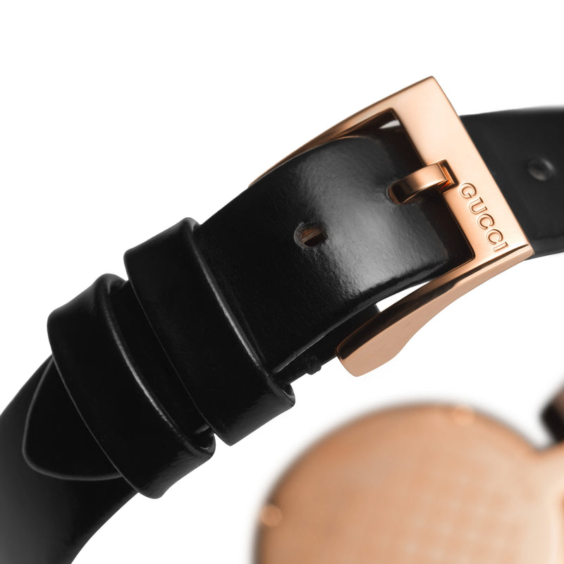 Shop Gucci Diamantissima Quartz Black Dial Black Leather Strap Watch for Women - YA141501 in USA