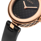 Shop Gucci Diamantissima Quartz Black Dial Black Leather Strap Watch for Women - YA141501 in USA