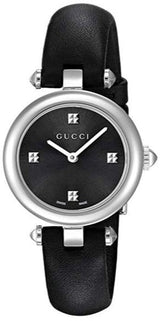 Shop Gucci Diamantissima Quartz Diamonds Black Dial Black Leather Strap Watch for Women - YA141506 in USA