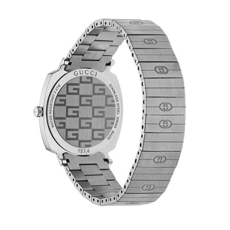 Shop Gucci Grip Quartz Silver Dial Silver Steel Strap Watch For Men - YA157501 in USA