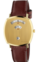 Gucci Grip Yellow Gold Dial Maroon Leather Strap Unisex Watch - YA157411 Buy Now By Gucci