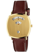 Gucci Grip Yellow Gold Dial Maroon Leather Strap Unisex Watch - YA157411 Buy Now By Gucci