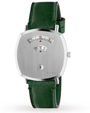 Gucci Grip Silver Dial Green Leather Strap Unisex Watch - YA157412