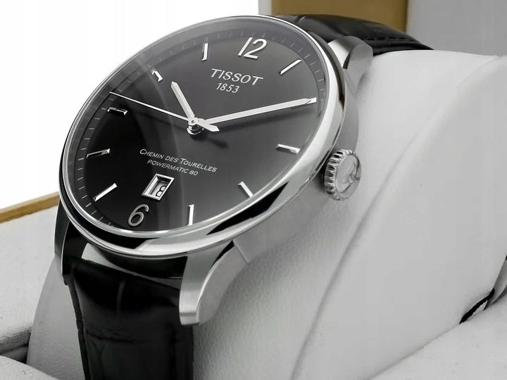 Tissot Chemin Des Tourelles Powermatic 80 Black Dial Black Leather Strap Watch For Men - T099.407.16.447.00 Buy Now By Tissot