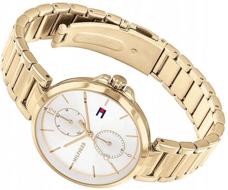 Shop Tommy Hilfiger Angela White Dial Gold Steel Strap Watch for Women - 1782128 in USA
