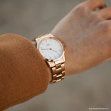 Daniel Wellington Iconic Link White Dial Rose Gold Steel Strap Watch For Women - DW00100211 Buy Now By Daniel Wellington