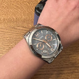 Fossil Perfect Boyfriend Mother of Pearl Blue Dial Silver Steel Strap Watch for Women - ES3880