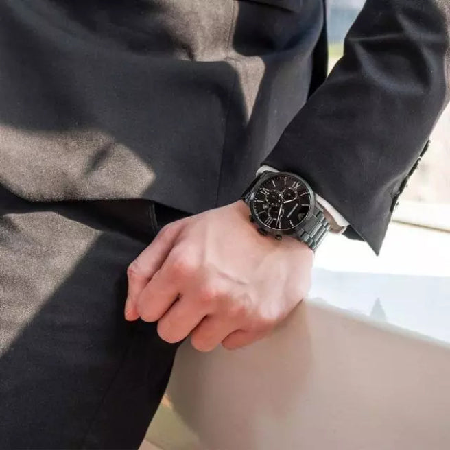 Emporio Armani Giovanni Chronograph Black Dial Black Steel Strap Watch For Men - AR11349 Buy Now By Emporio Armani