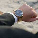 Tommy Hilfiger Daniel Chronograph Blue Dial Gold Steel Strap Watch for Men - 1710384