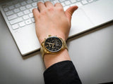 Hugo Boss Champion Black Dial Gold Steel Strap Watch for Men - 1513848 Buy Now By Hugo Boss
