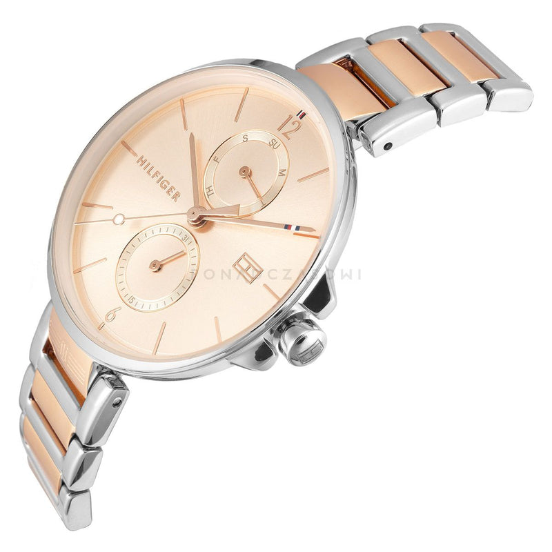 Shop Tommy Hilfiger Angela Chronograph Pink Dial Two Tone Steel Strap Watch for Women - 1782127 in USA
