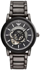 Emporio Armani Meccanico Automatic Black Dial Black Steel Strap Watch For Men - AR60010 Buy Now By Emporio Armani
