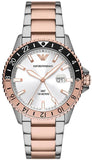 Emporio Armani Sea Explorer GMT White Dial Two Tone Steel Strap Watch For Men - AR11591