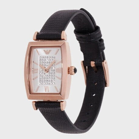 Emporio Armani Gianni T Bar Quartz White Dial Black Leather Strap Watch For Women - AR11408 Buy Now By Emporio Armani