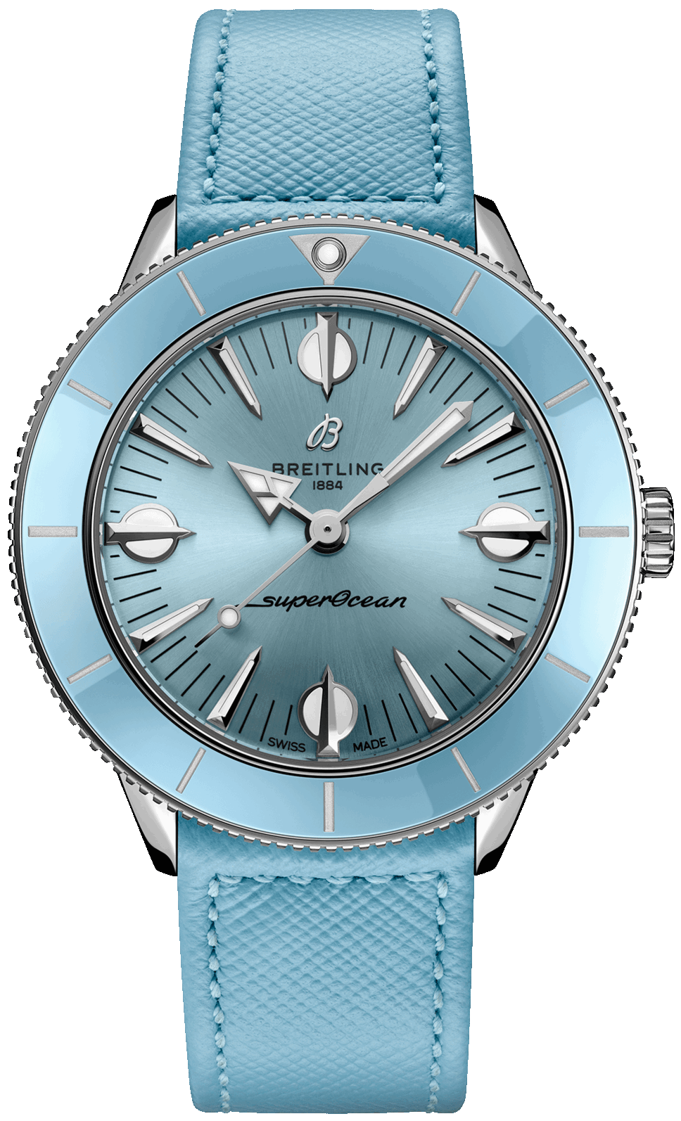 Breitling Superocean Heritage '57 Pastel Paradise Blue Dial Blue Leather Strap Watch for Women - A10340161C1X1