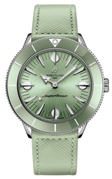 Breitling Superocean Heritage '57 Pastel Paradise Green Dial Green Leather Strap Watch for Women - A10340361L1X1
