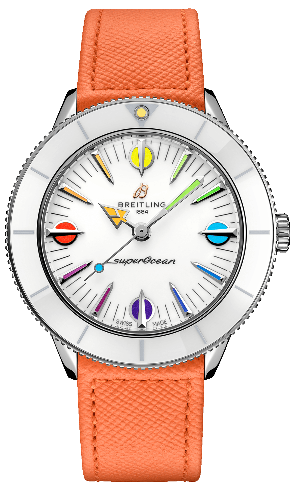 Breitling Superocean Heritage '57 Pastel Paradise White Dial Orange Leather Watch for Women - A10340A11A1X1