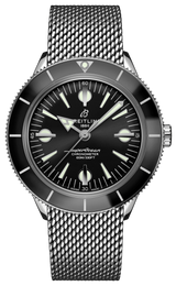 Breitling Superocean Heritage '57 Black Dial Silver Mesh Bracelet Watch for Men - A10370121B1A1