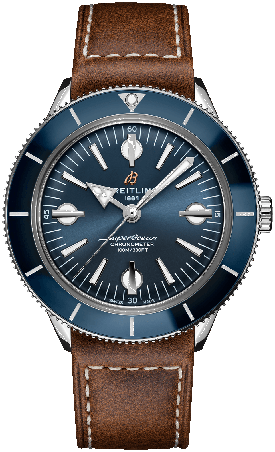 Breitling Superocean Heritage '57 Blue Dial Brown Leather Strap Watch for Men - A10370161C1X1