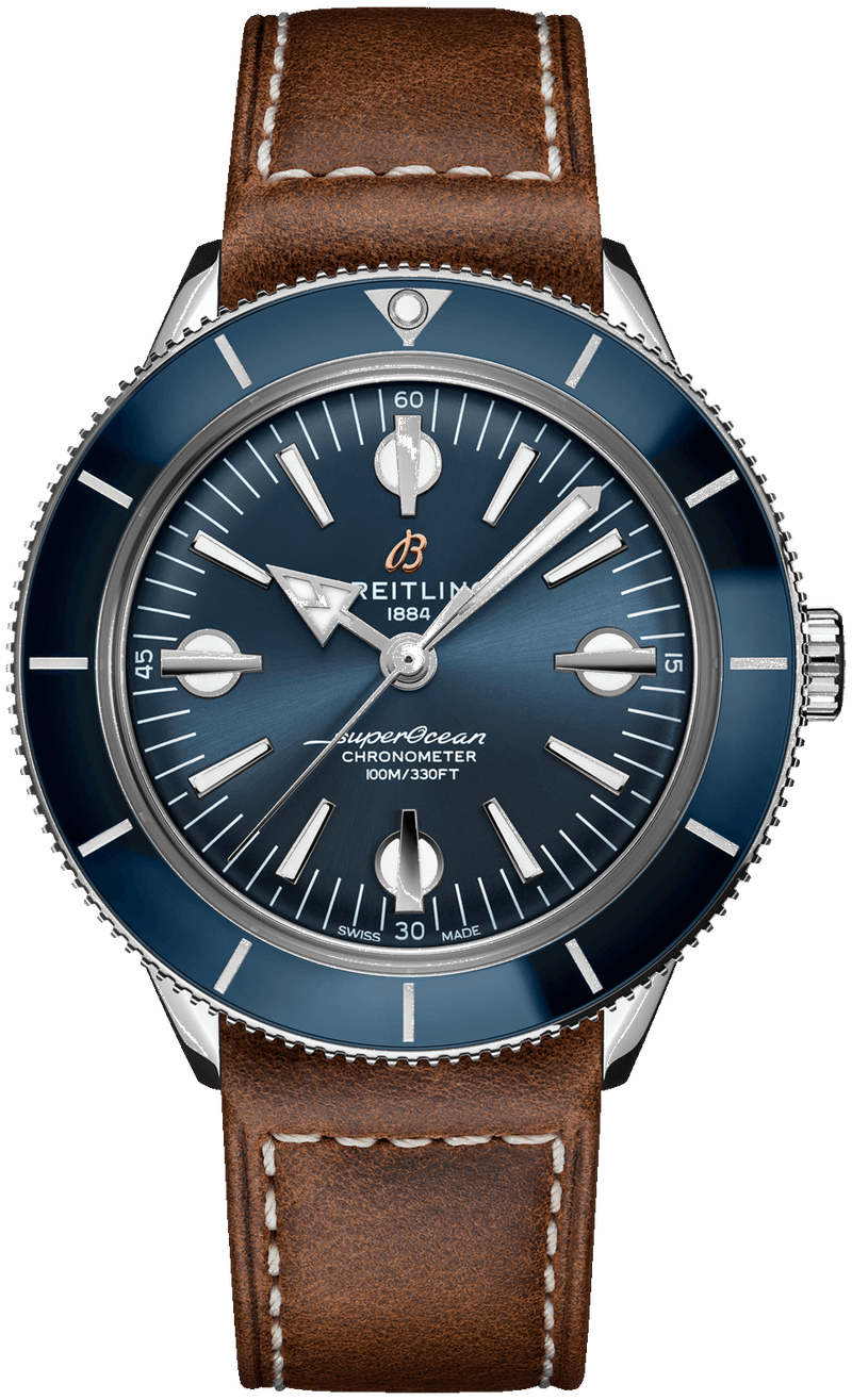 Breitling Superocean Heritage '57 Blue Dial Brown Leather Strap Watch for Men - A10370161C1X1