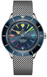Breitling Superocean Heritage '57 Special Edition II Blue Dial Silver Mesh Bracelet Watch for Men - A103702A1C1A1