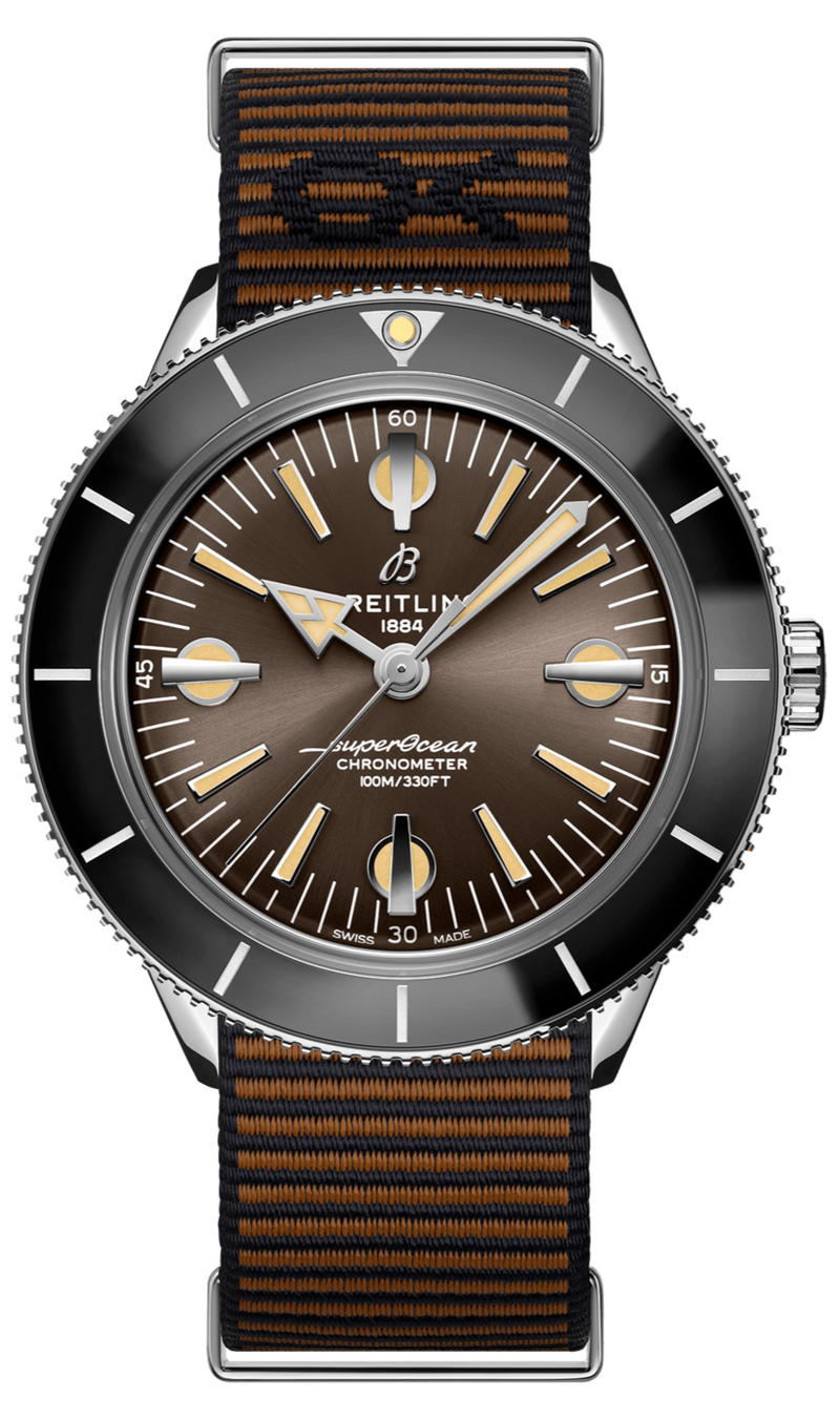 Breitling Superocean Heritage '57 Outerknown Brown Dial Brown NATO Strap Watch for Men - A103703A1Q1W1