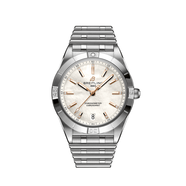 Breitling Chronomat 36 Mother of Pearl Dial Silver Steel Strap Watch for Women - A10380101A4A1