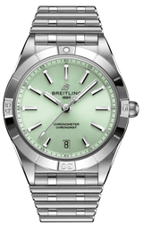Breitling Chronomat Automatic 36 Green Dial Silver Steel Strap Watch for Women - A10380101L1A1