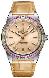 Breitling Chronomat Automatic 36 South Sea Brown Dial Brown Leather Strap Watch for Women - A10380611A1P1