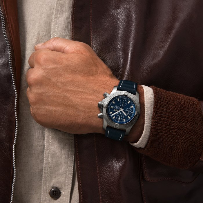 Breitling Avenger Chronograph 43 Blue Dial Blue Nylon Strap Watch for Men - A13385101C1X1