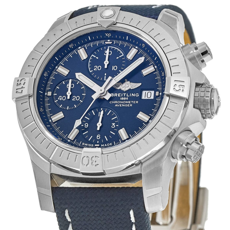 Shop Breitling Avenger Chronograph 43 Blue Dial Blue Nylon Strap Watch for Men - A13385101C1X1 in USA