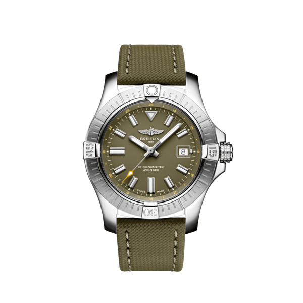 Breitling Avenger Automatic GMT 43 Green Dial Green Nylon Strap Watch for Men - A17318101L1X1