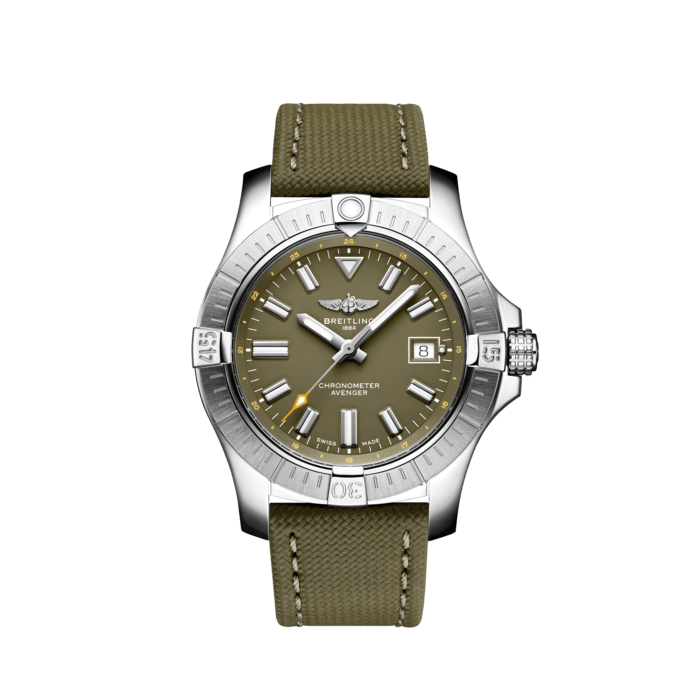 Shop Breitling Avenger Automatic GMT 43 Green Dial Green Nylon Strap Watch for Men - A17318101L1X1 in USA